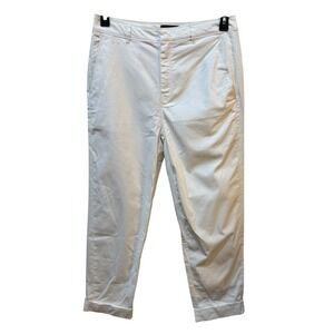 The Script White Pants Matilde White Size 8 Cuffed Flat Front Pockets